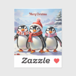 Pegatina Whimsical Holiday Penguin Trio