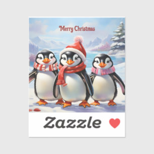 Pegatina Whimsical Holiday Penguin Trio