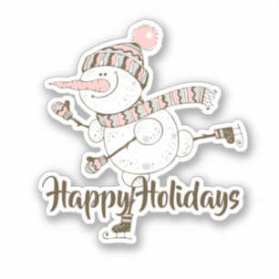 Pegatina Whimsical Ice Sking Snowmen Car Decal