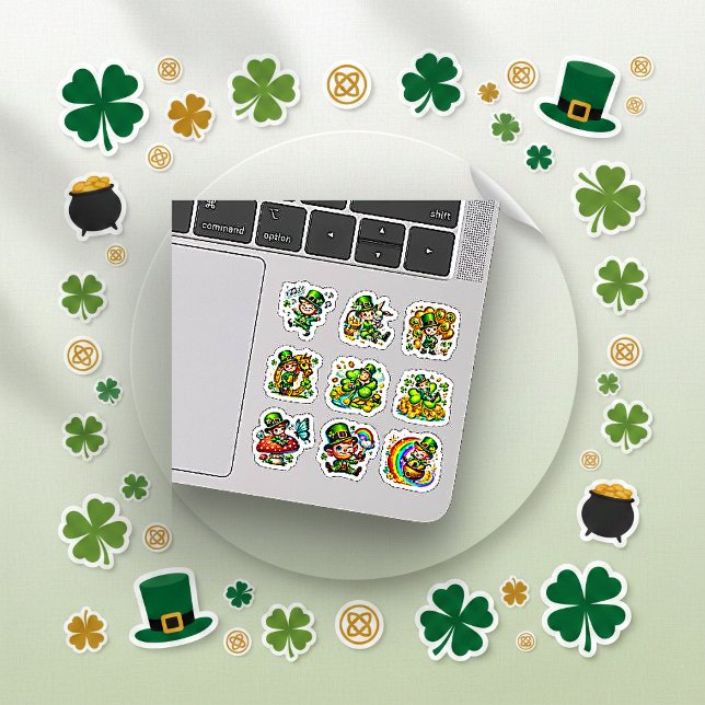 Pegatina Whimsical Leprechaun Lucky Shamrock Set (Subido por el creador)