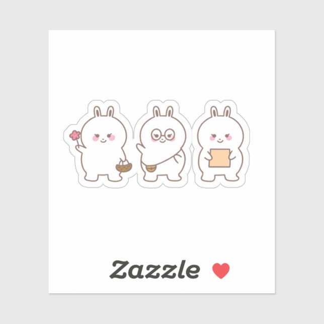 Pegatina Whimsical Notebook Bunny Art Collection (Hoja)