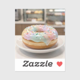 Pegatina Whimsical Pastel Glass Glaze Donut Glossy  