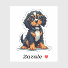 Pegatina Whimsical Steampunk Cocker Spaniel, Guay Glasses,