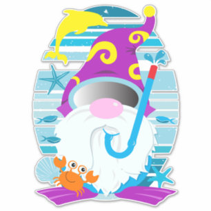 Pegatina Whimsical Summer Snorkel Gnome