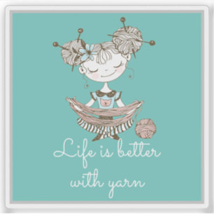 Pegatina Whimsical Yarn Lover Chica
