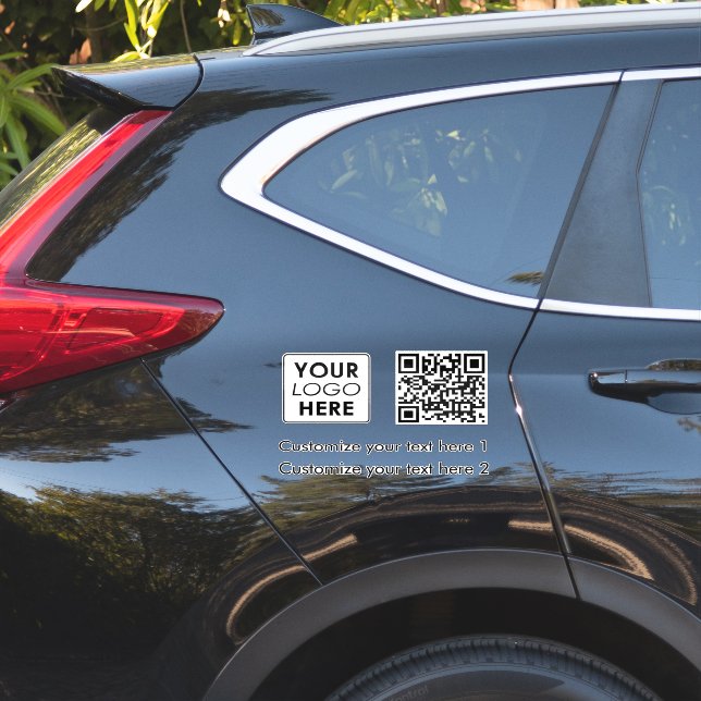 Pegatina White Business Logo Company Simple QR Code Textos (Lado del coche)