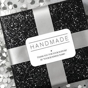 Pegatina White Minimalist Handmade Artisan Gratitude 