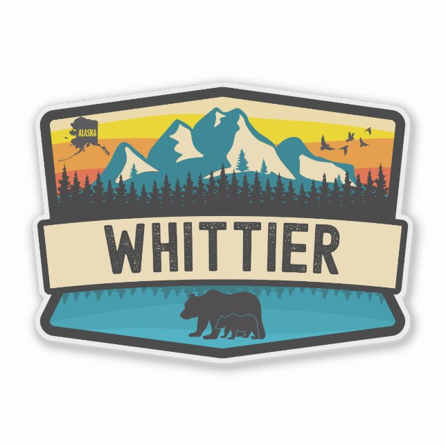Pegatina Whittier, Alaska (Anverso)