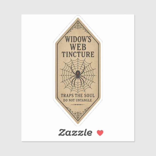 Pegatina Widow's Web Tincture - Halloween Apothecary Label (Hoja)