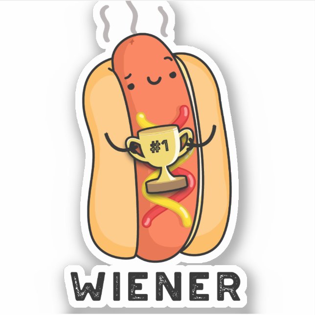 Pegatina Wiener Funny Sausage Pun (Anverso)