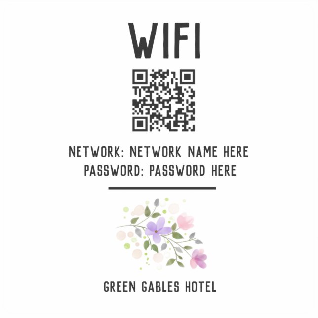 Pegatina WiFi del hotel con código QR (Anverso)
