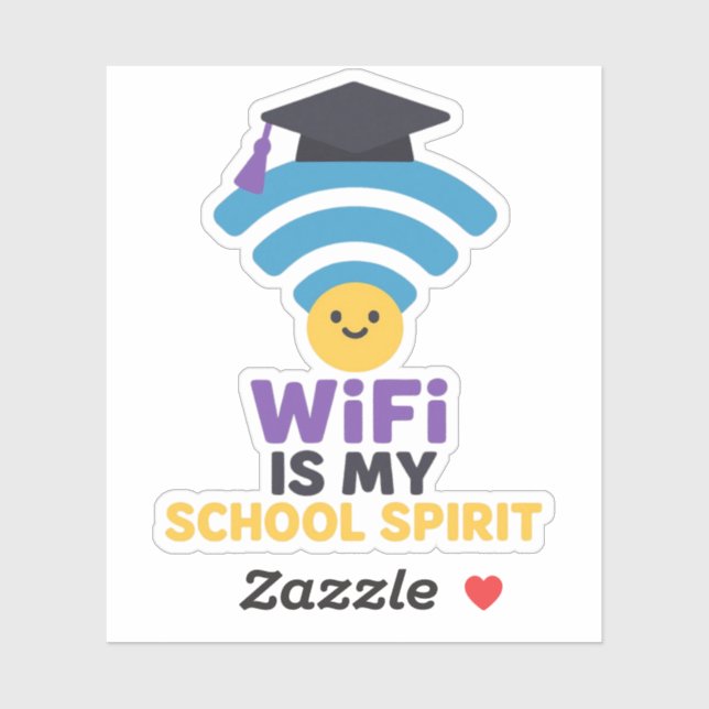 Pegatina WiFi es mi espíritu escolar divertido Vinyl de vid (Hoja)