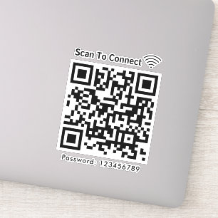 Pegatina Wifi Scan Para Conectar La Contraseña Código Qr Bl
