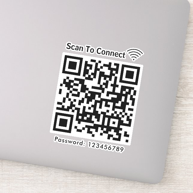 Pegatina Wifi Scan Para Conectar La Contraseña Código Qr Bl (Detalle)