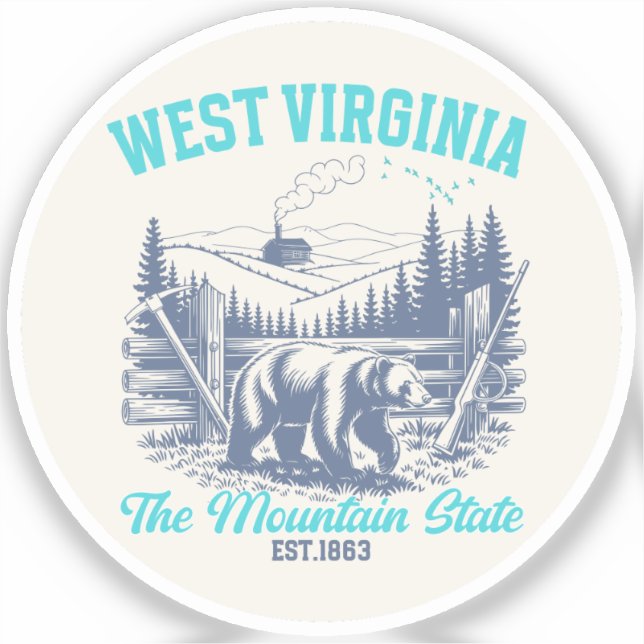 Pegatina Wild and Scenic West Virginia State Pride Design (Anverso)