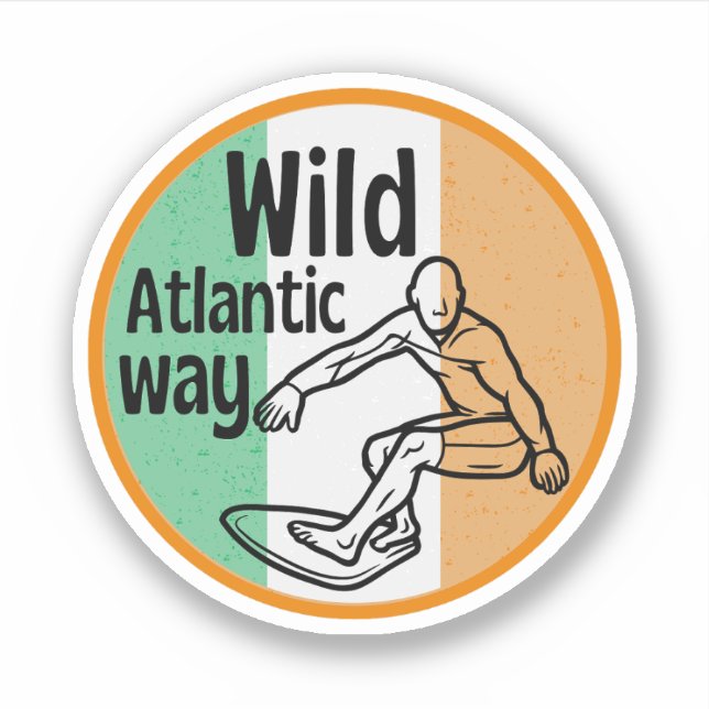 Pegatina wild Atlantic Way - prueba de surf para el turismo (Anverso)