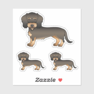Pegatina Wild Boar Wire Haired Dachshund Cute Cartoon Dog