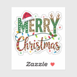 Pegatina Wild & Whimsical Merry Christmas Leopard Print 