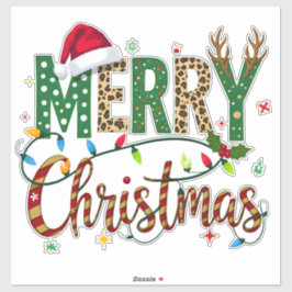 Pegatina Wild & Whimsical Merry Christmas Leopard Print 
