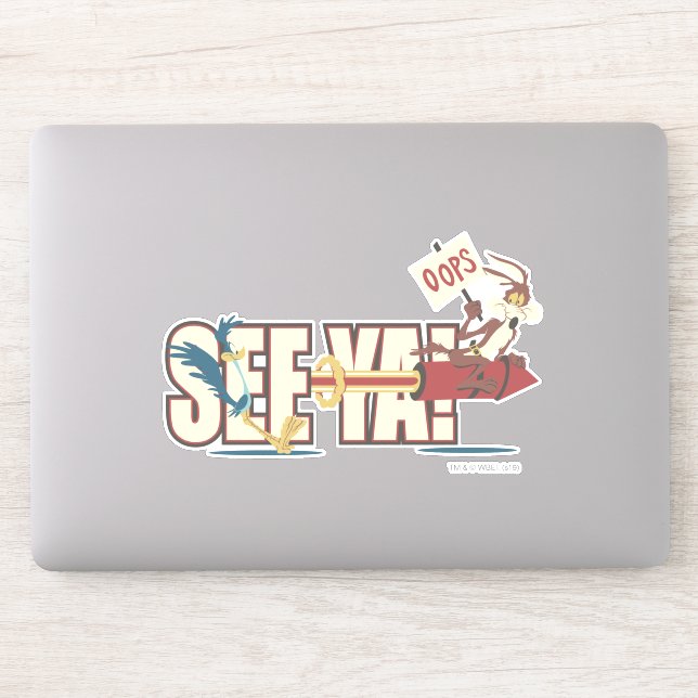 Pegatina WILE E. COYOTE™ Rocketing Past ROAD RUNNER™ (Ordenador)