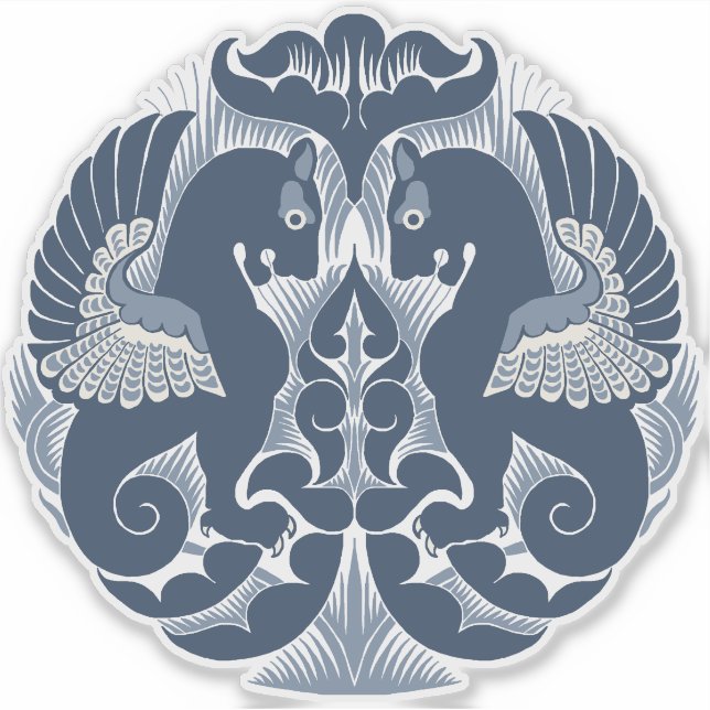Pegatina William De Morgan Blue Griffins Vinyl Sticker (Anverso)