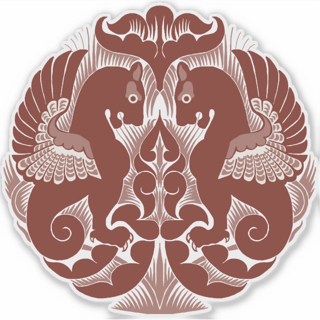 Pegatina William De Morgan Red Griffins Vinyl Sticker (Anverso)