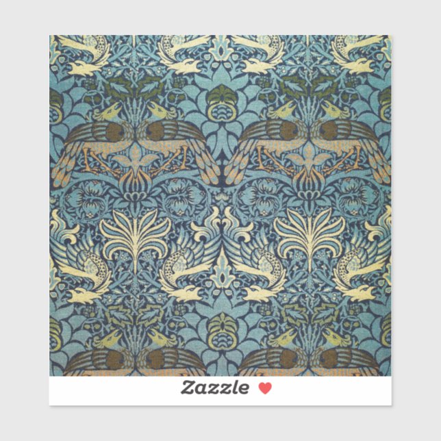 Pegatina William Morris Peacock and Dragon Woven Design (Hoja)