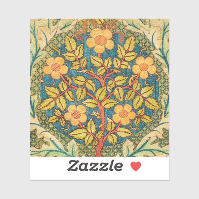 Pegatina William Morris Rosa Wreath: Arte y artesanía clási (Hoja)