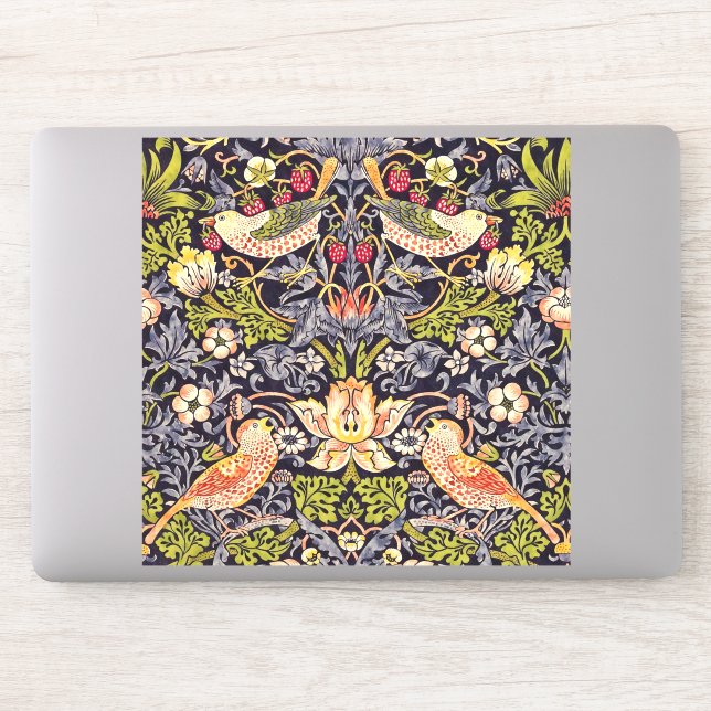 Pegatina William Morris Strawberry Thief Floral Art Nouveau (Ordenador)