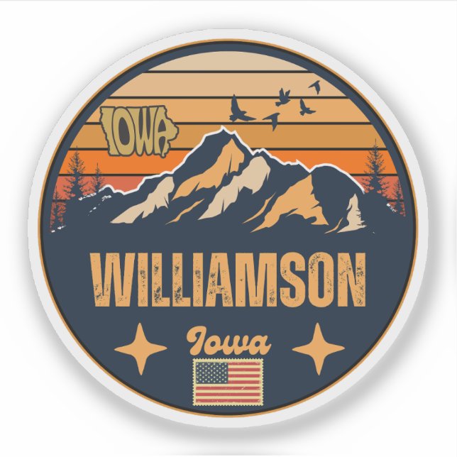 Pegatina Williamson, Iowa (Anverso)