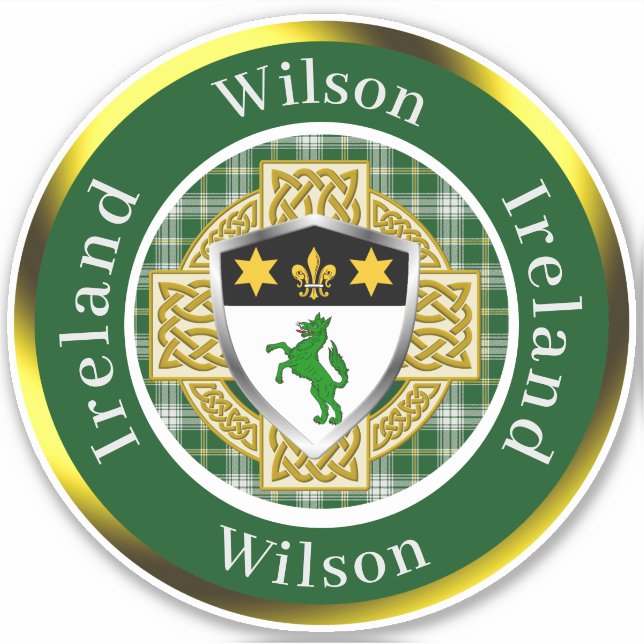 Pegatina Wilson Irish Shield/Celtic Cross Personalizado (Anverso)