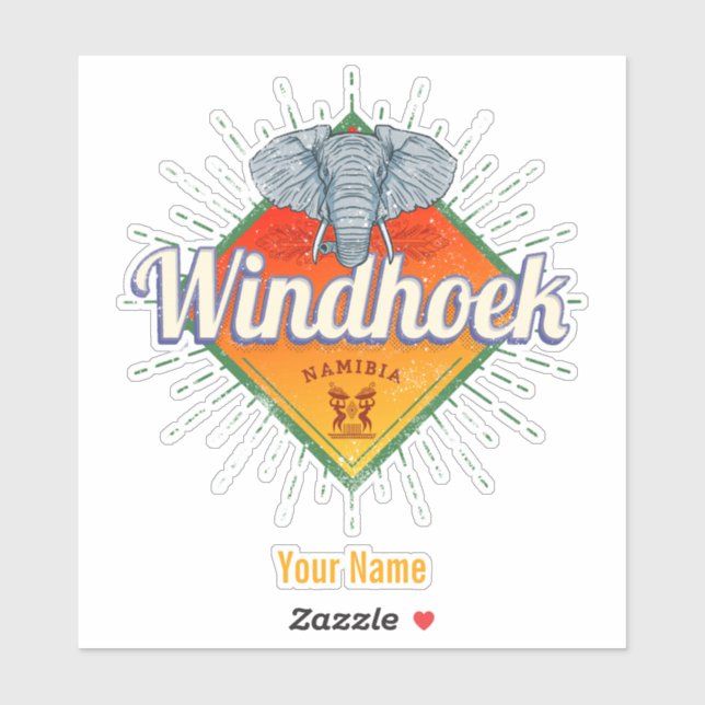 Pegatina Windhoek Namibia Retro Elephant Vintage Africa (Hoja)