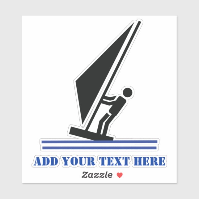 Pegatina Windsurf a bordo, windsurf negro y azul (Hoja)