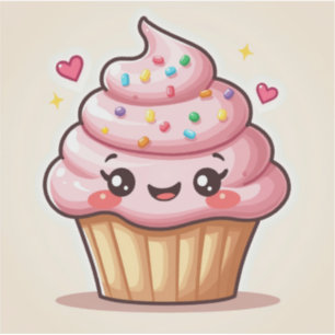 Pegatina Winky Cupcake – Kawaii Dulce Cariñoso