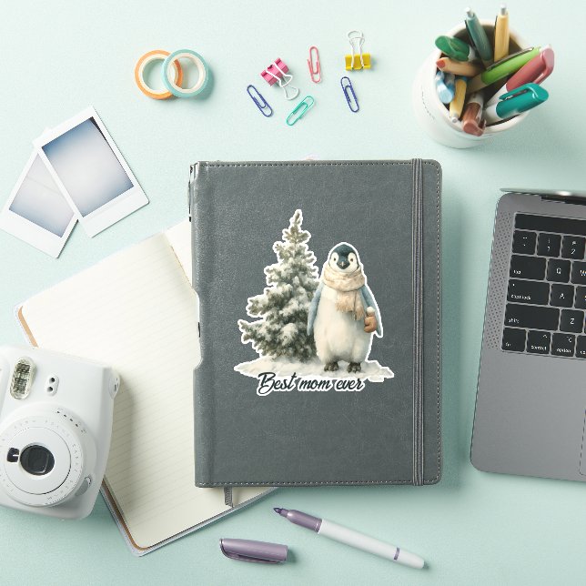 Pegatina Winter Penguin “Best Mom Ever” Design (Funda para iPad)