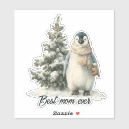 Pegatina Winter Penguin “Best Mom Ever” Design