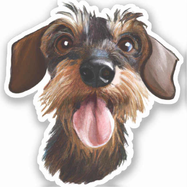 Pegatina Wirehair Dachshund (Anverso)