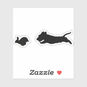 Pegatina Wirehair Dachshund & Rabbit