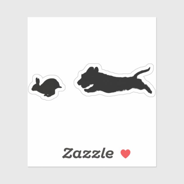 Pegatina Wirehair Dachshund & Rabbit (Hoja)