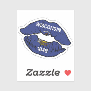 Pegatina Wisconsin Wisconsinite Lipstick Love Flag