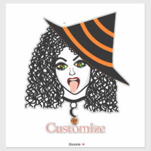 Pegatina Witch Thunder_Cove con cabello rizado