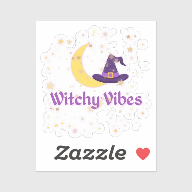 Pegatina Witchy Vibes Moon y Gorra (Hoja)