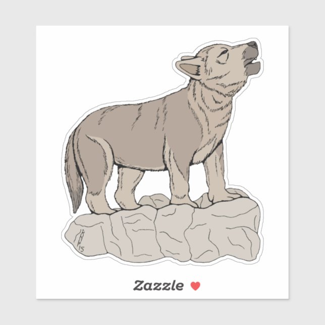 Pegatina Wolf Pup Howling (Hoja)