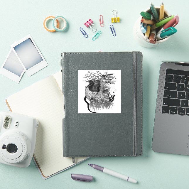 Pegatina Wolf y Raven con el cráneo (Funda para iPad)