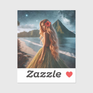 Pegatina Woman in Grass Skirt