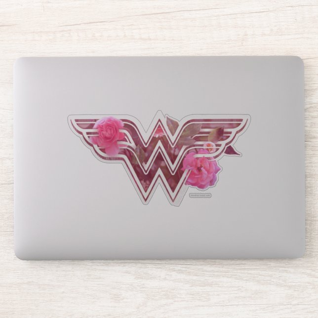 Pegatina Wonder Woman Pink Camellia Flowers Logo (Ordenador)