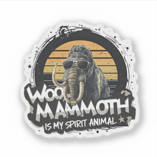 Pegatina Woo Mammoth Is My Spirit Animal Art (Anverso)