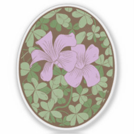 Pegatina Wood Sorrel Estilo Botánico de Bloque de Madera
