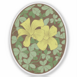 Pegatina Wood Sorrel Estilo Botánico de Bloque de Madera