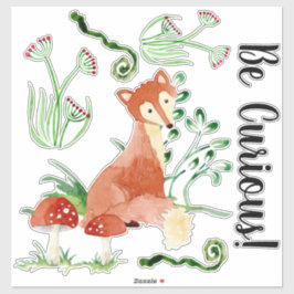Pegatina Woodland Fox Watercolor Be Curious Baby Nursery